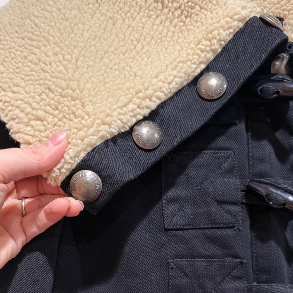 Marc Jacobs Sherpa Collar Coat Toggle Buttons Parka Jacket Black Medium M Casual - Picture 9 of 16